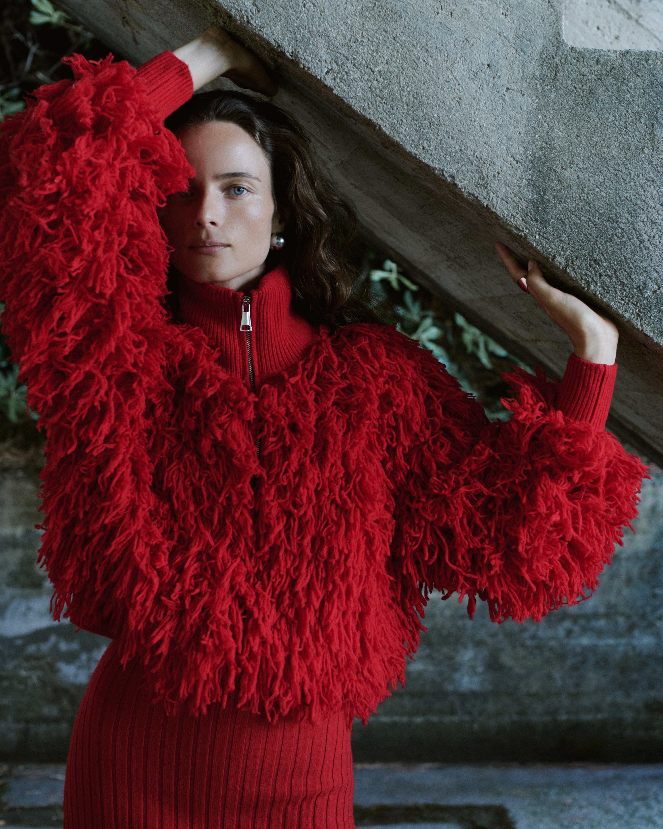 FRINGE SWEATSHIRT RED