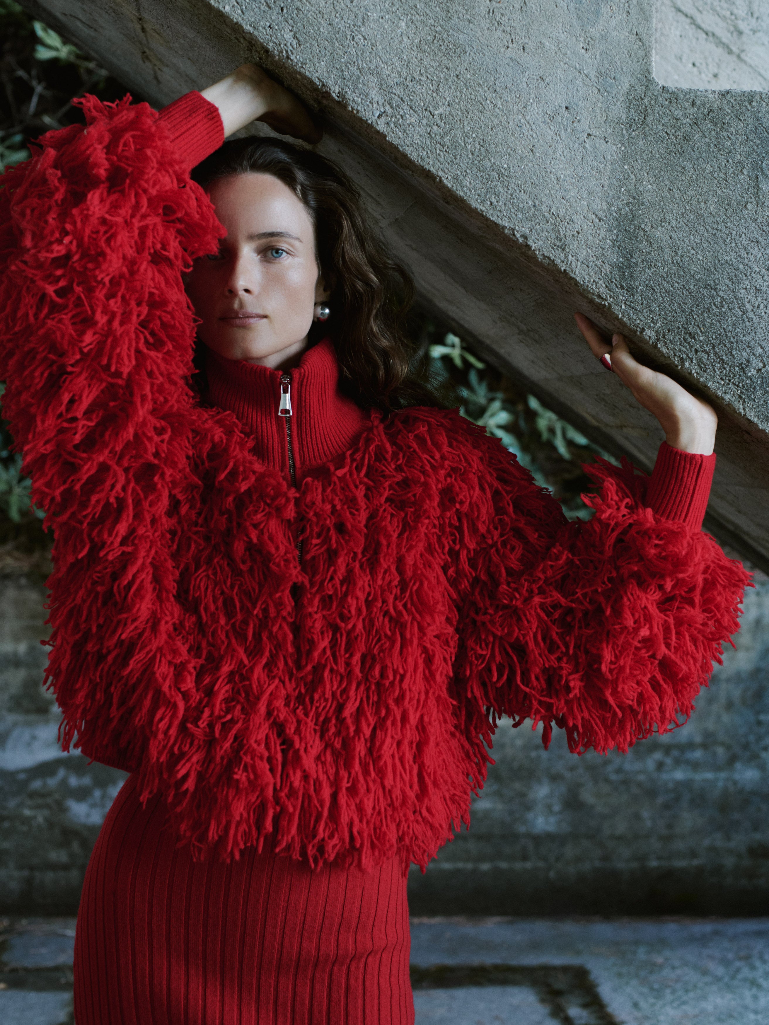 FRINGE SWEATSHIRT RED