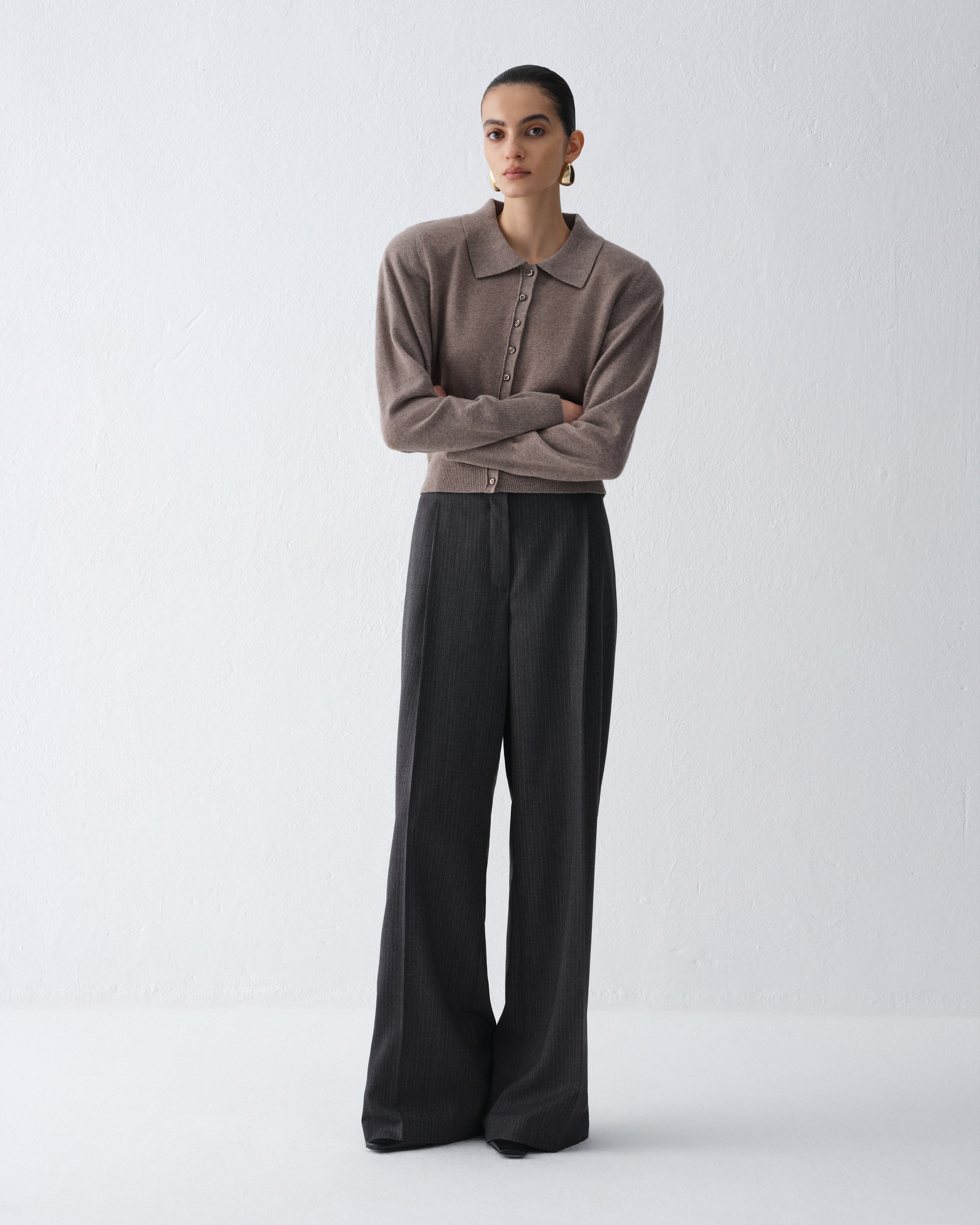 SPODNIE GARNITUROWE CLIVE DARK GREY MELANGE