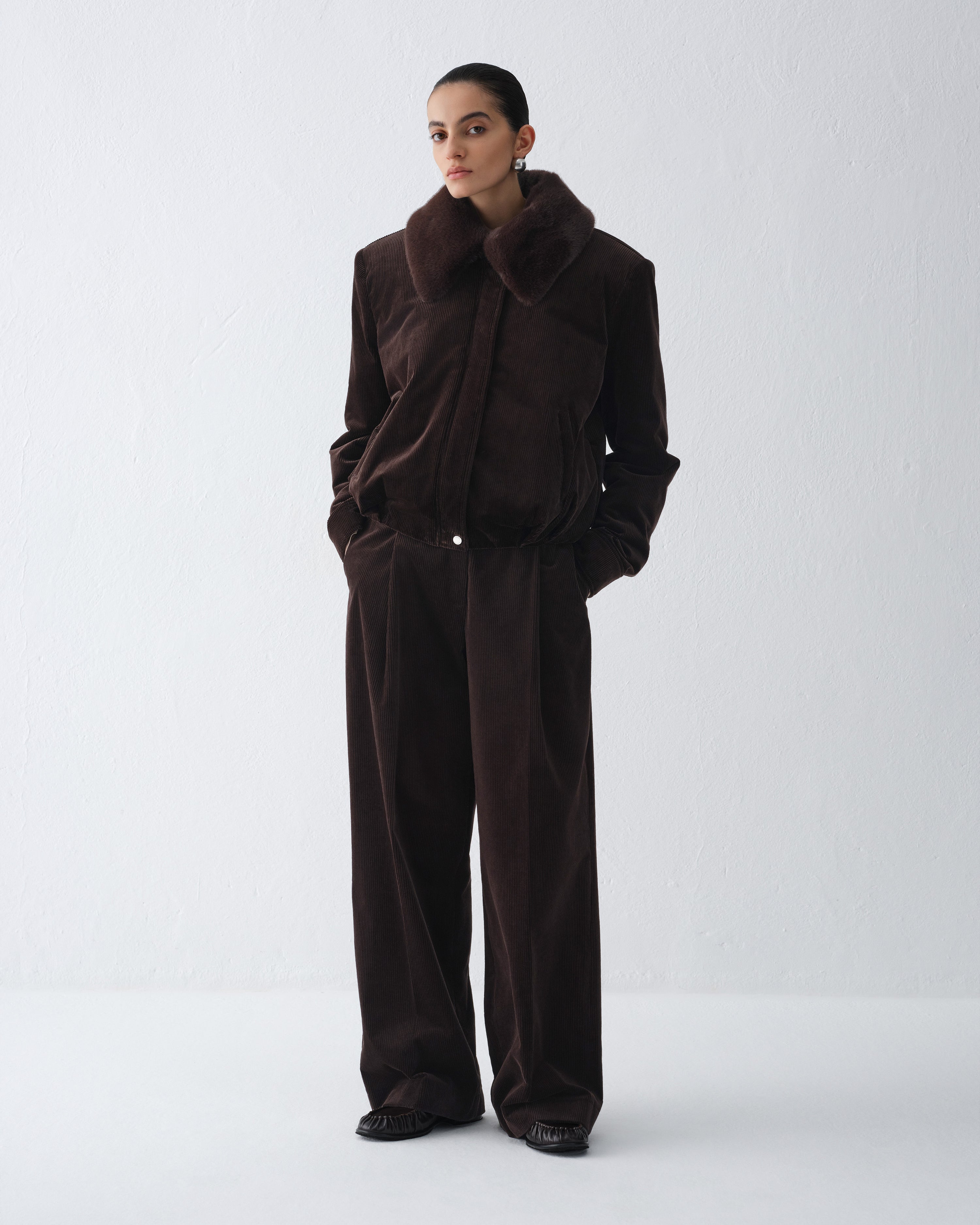 DARK CHOCOLATE CORDUROY PARKA JACKET