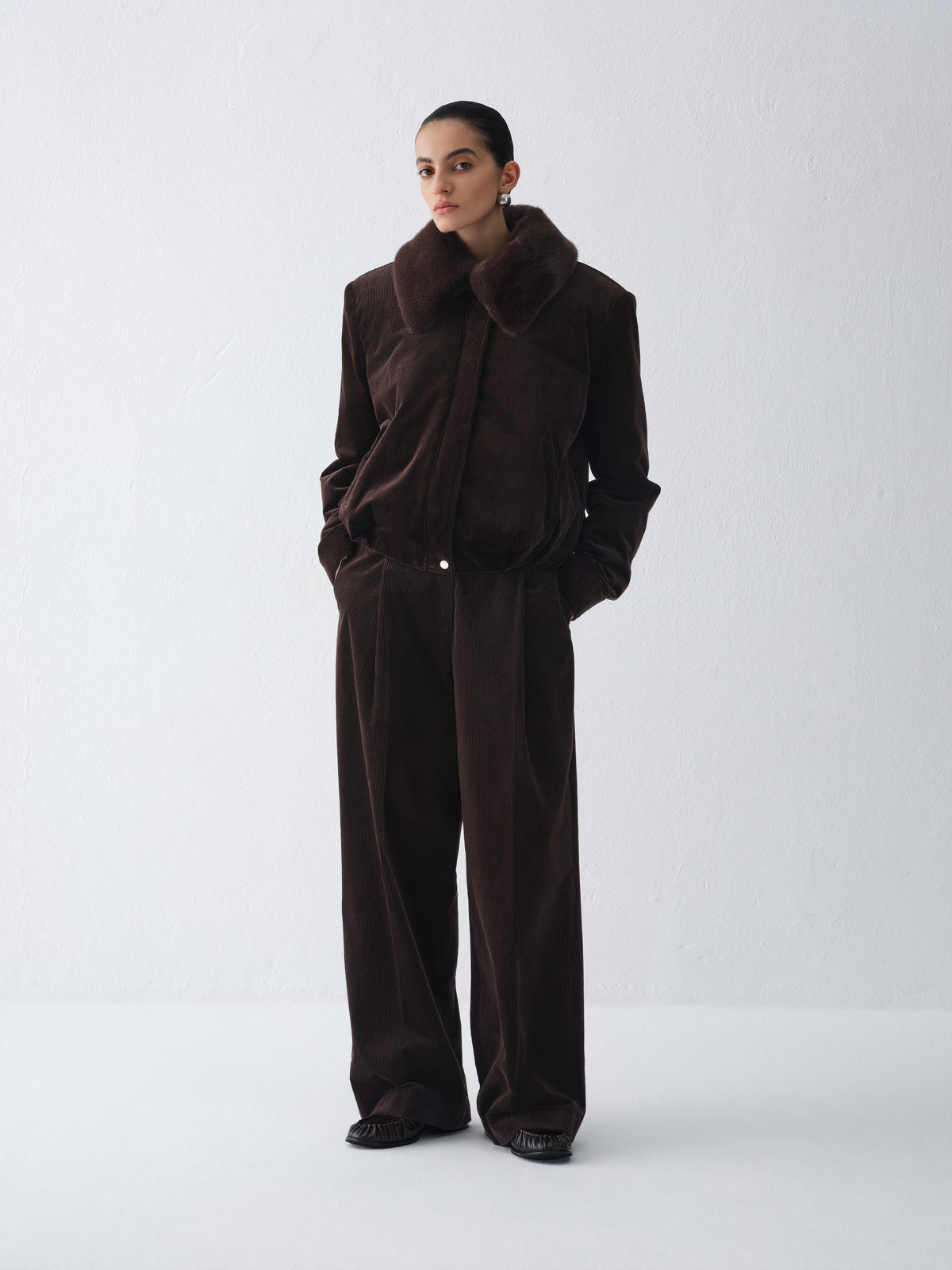 DARK CHOCOLATE CORDUROY PARKA JACKET