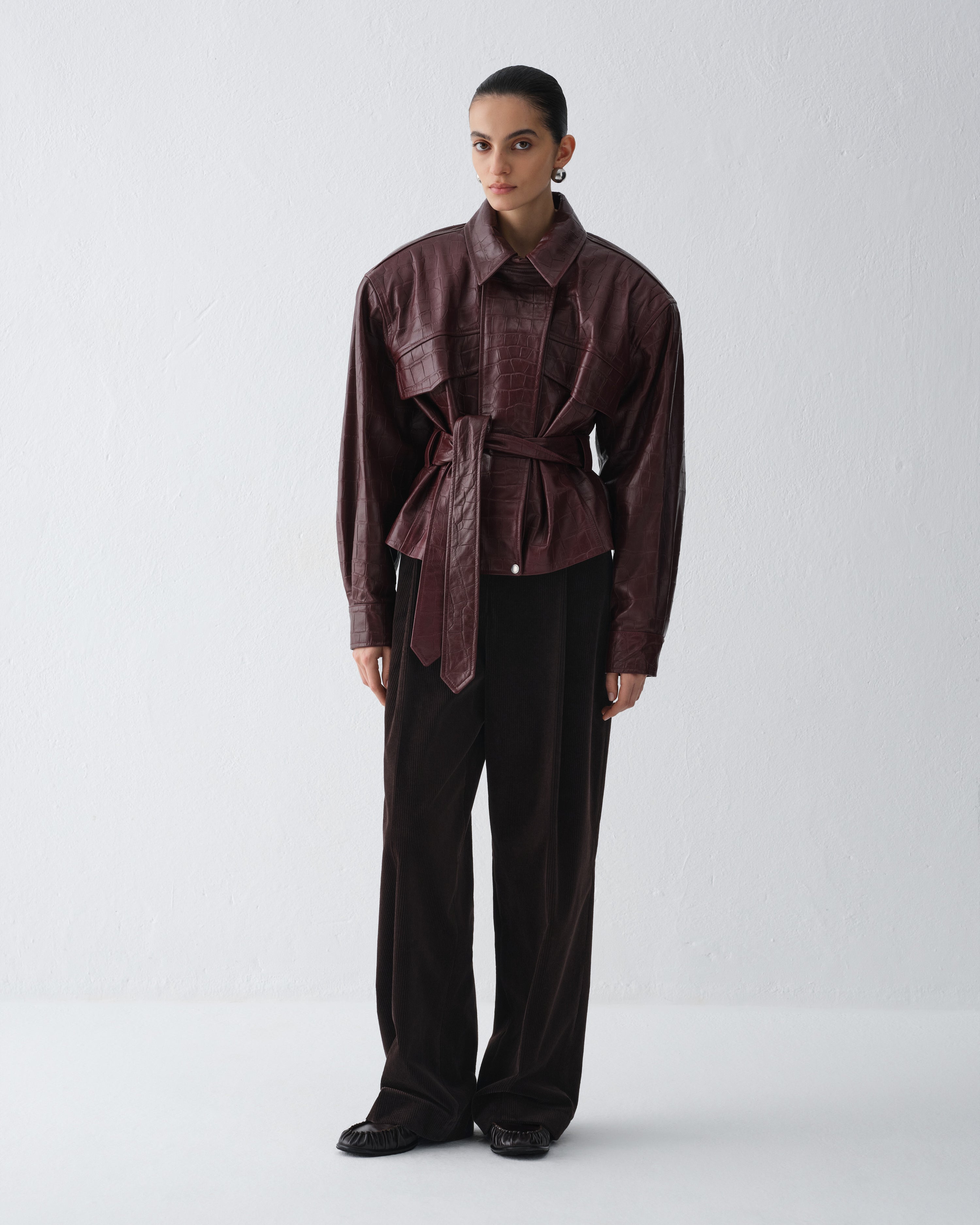 HAMBURG CROCODILE BURGUNDY LEATHER JACKET