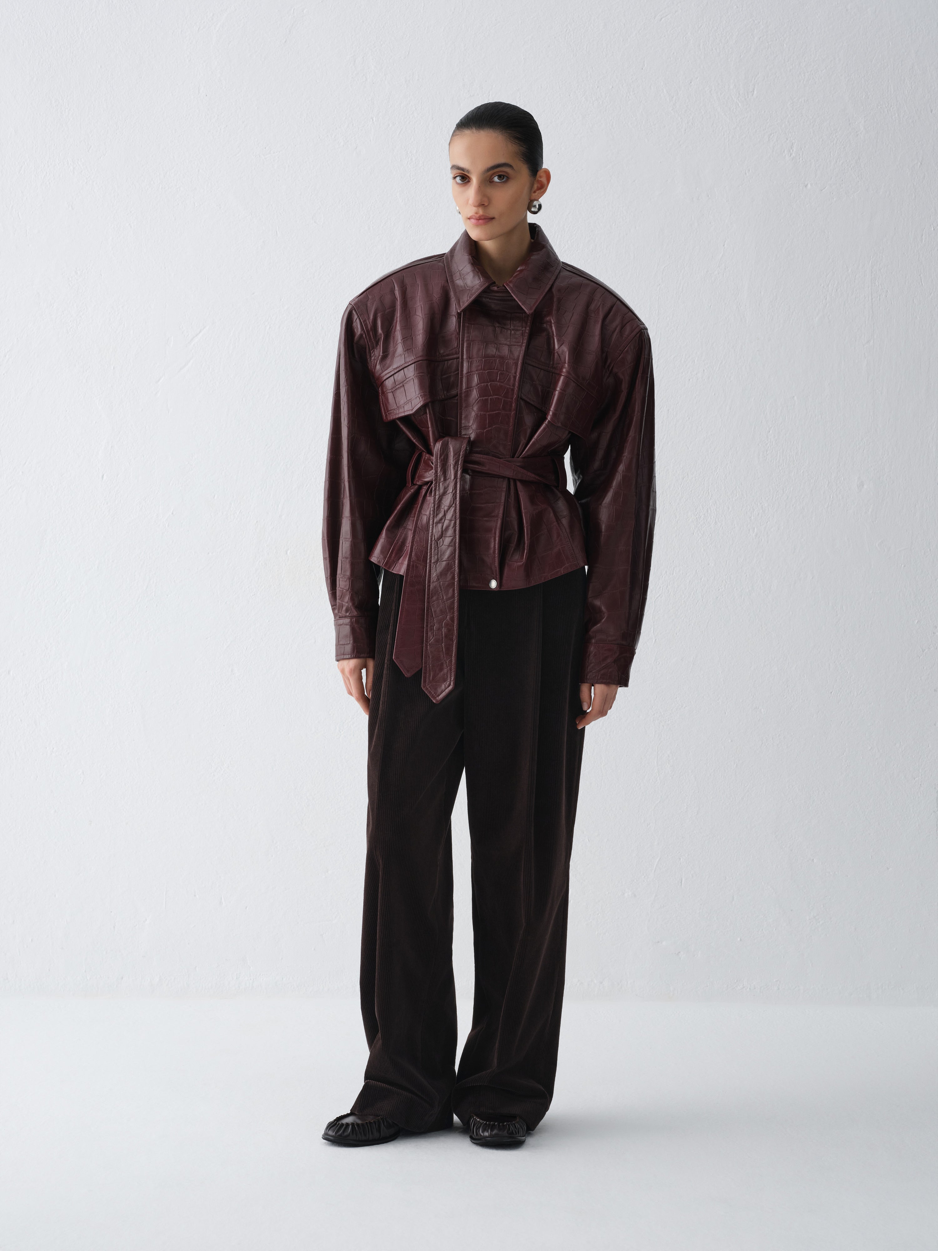 KURTKA SKÓRZANA HAMBURG CROCODILE BURGUNDY
