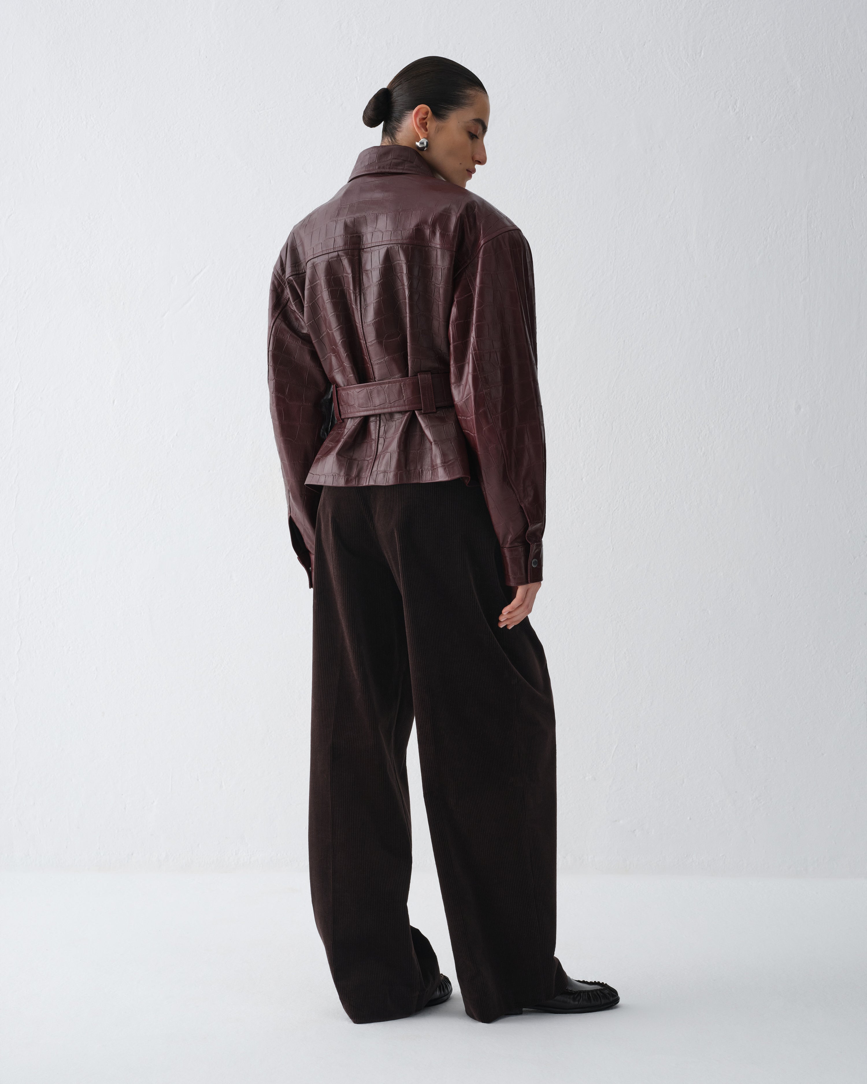 HAMBURG CROCODILE BURGUNDY LEATHER JACKET