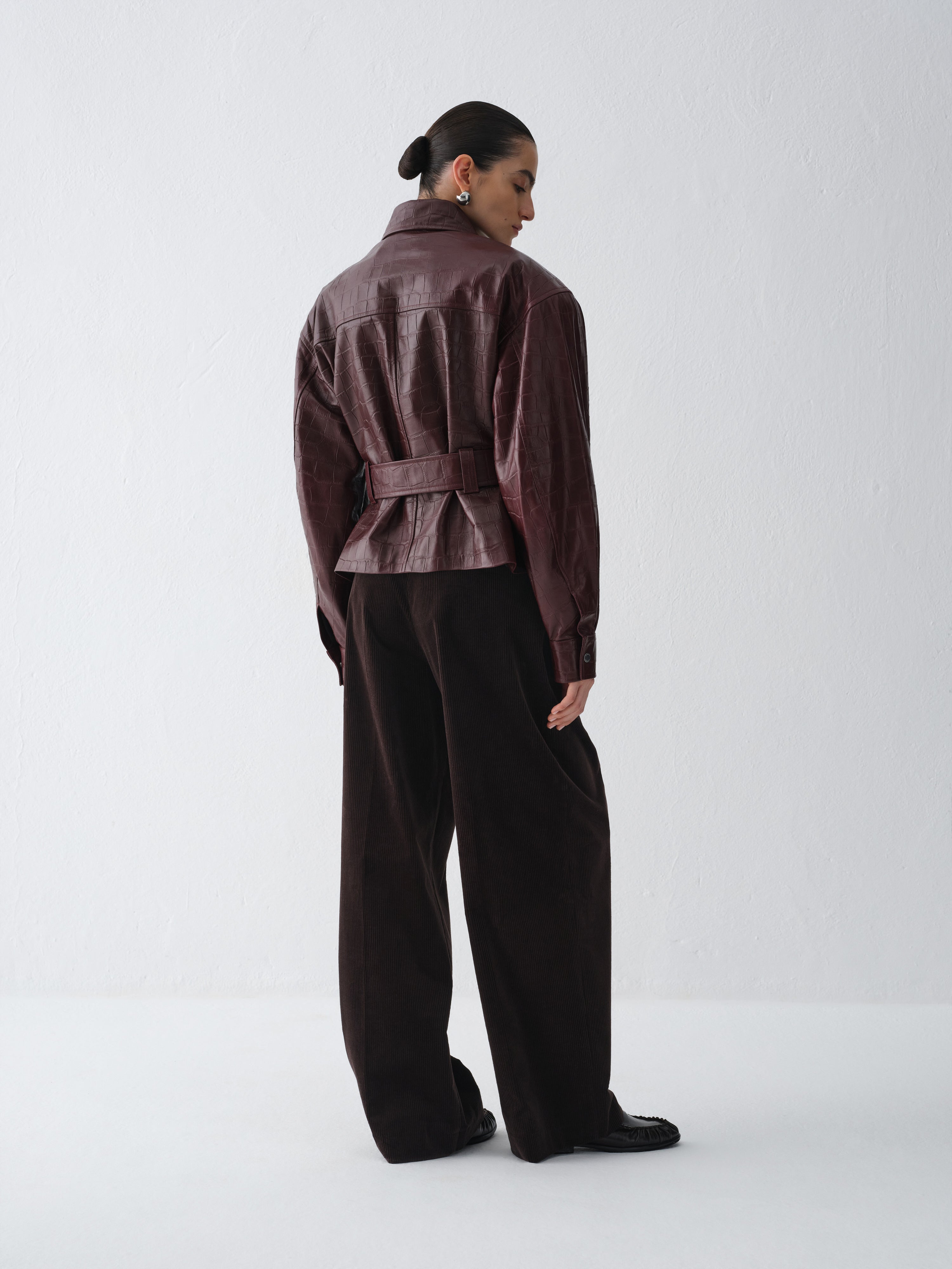 KURTKA SKÓRZANA HAMBURG CROCODILE BURGUNDY