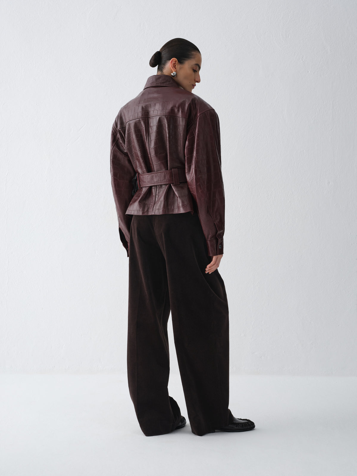 HAMBURG CROCODILE BURGUNDY LEATHER JACKET