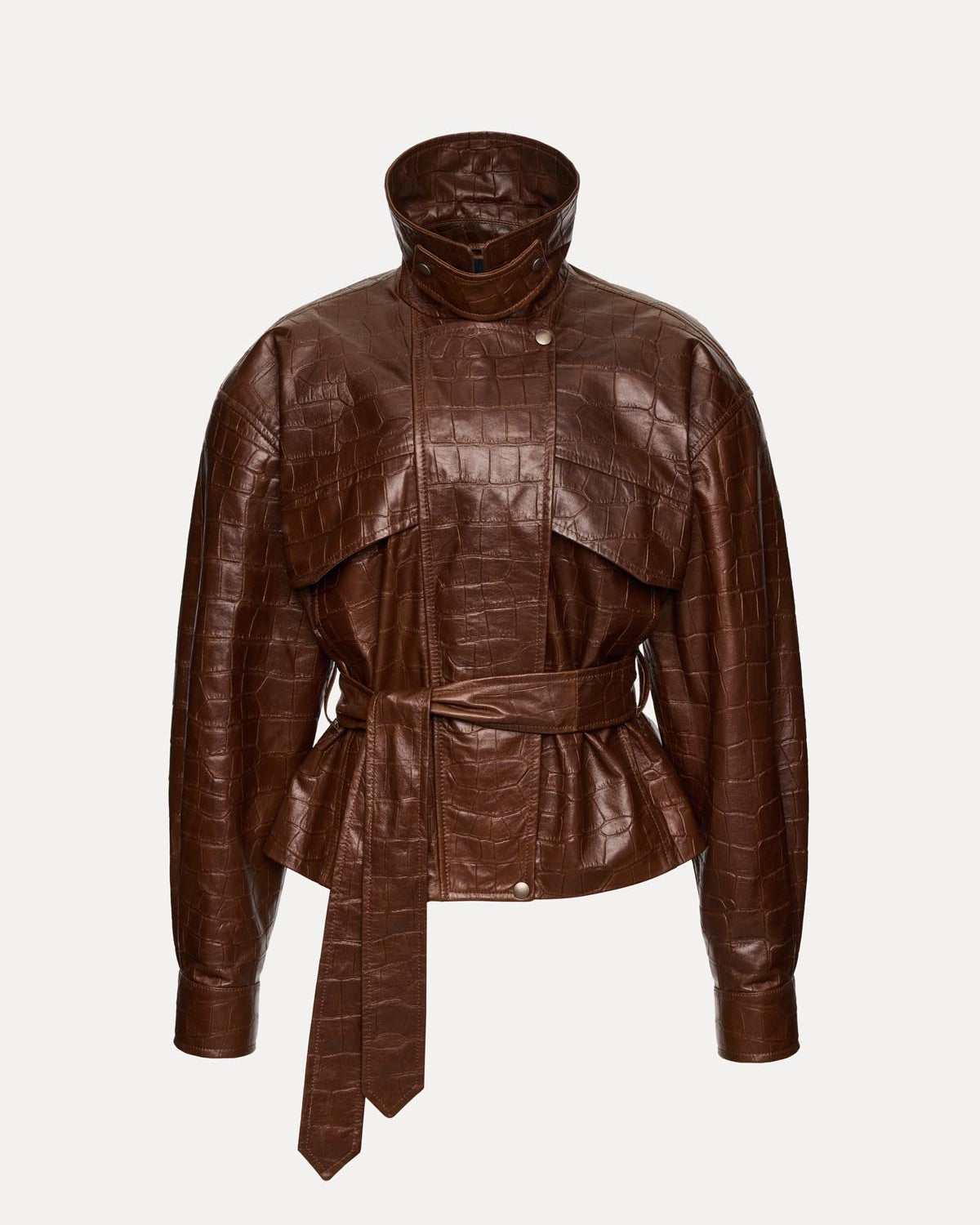 LEATHER JACKET HAMBURG CROCODILE BROWN