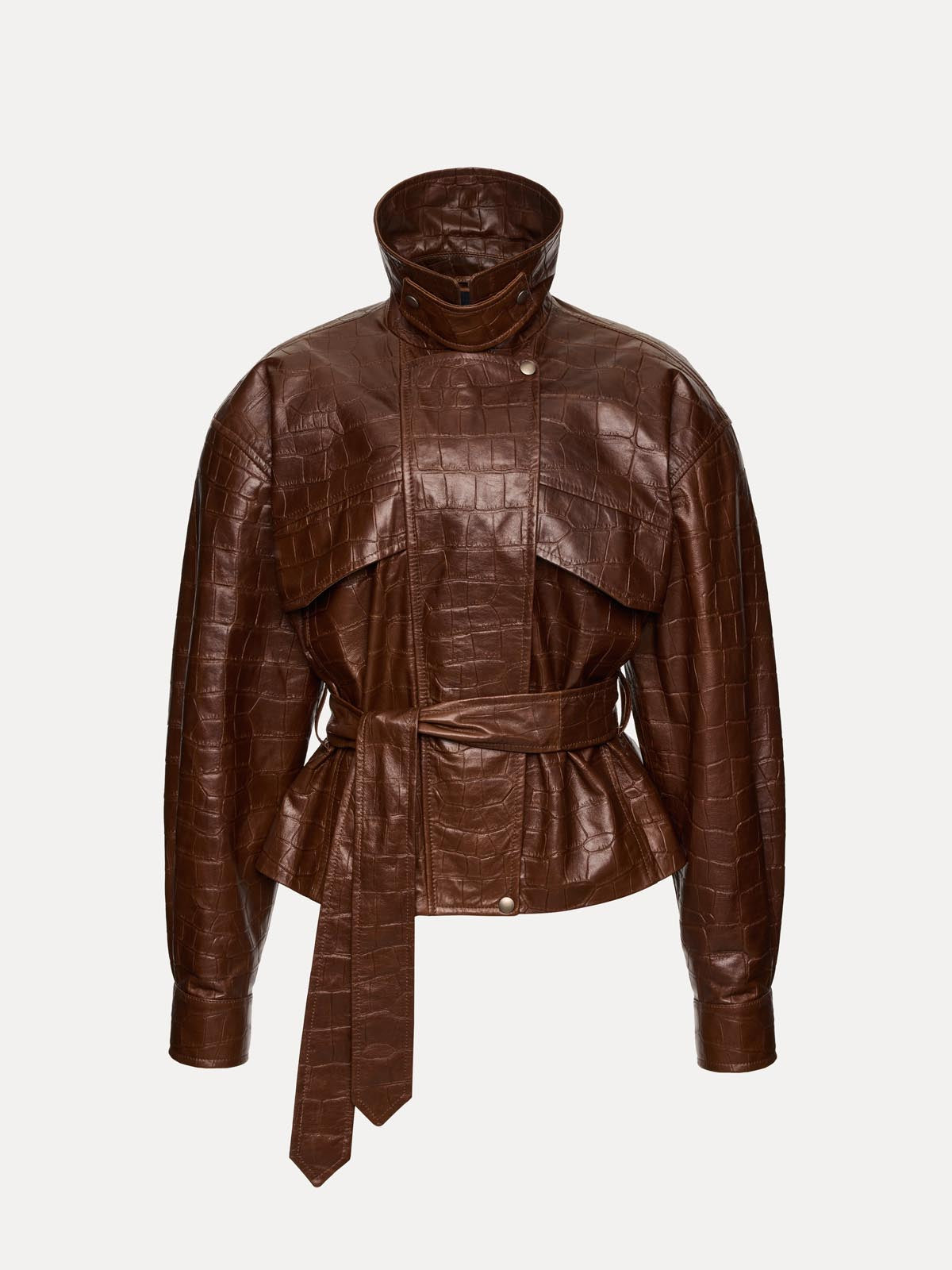 LEATHER JACKET HAMBURG CROCODILE BROWN