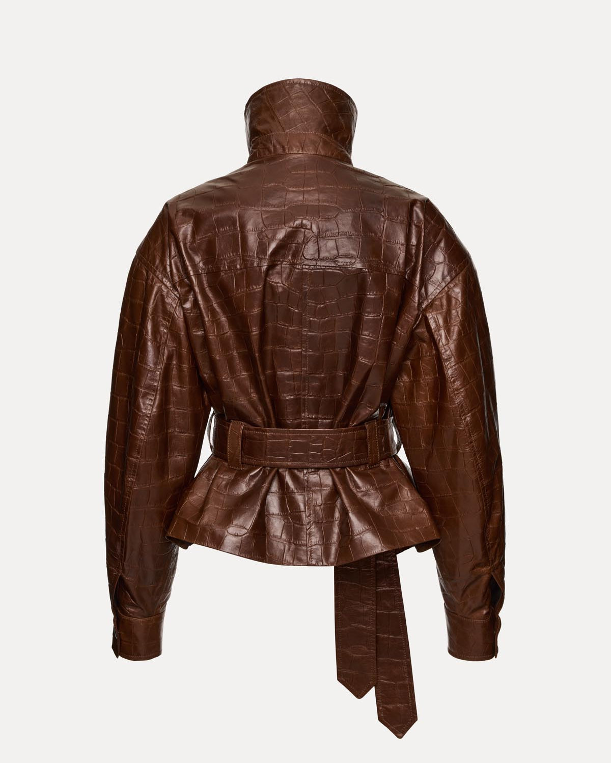 LEATHER JACKET HAMBURG CROCODILE BROWN