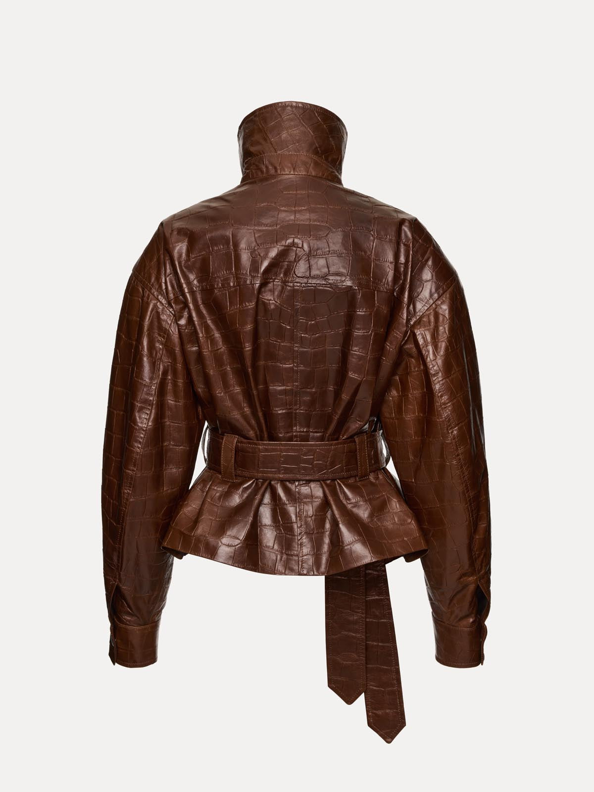 LEATHER JACKET HAMBURG CROCODILE BROWN