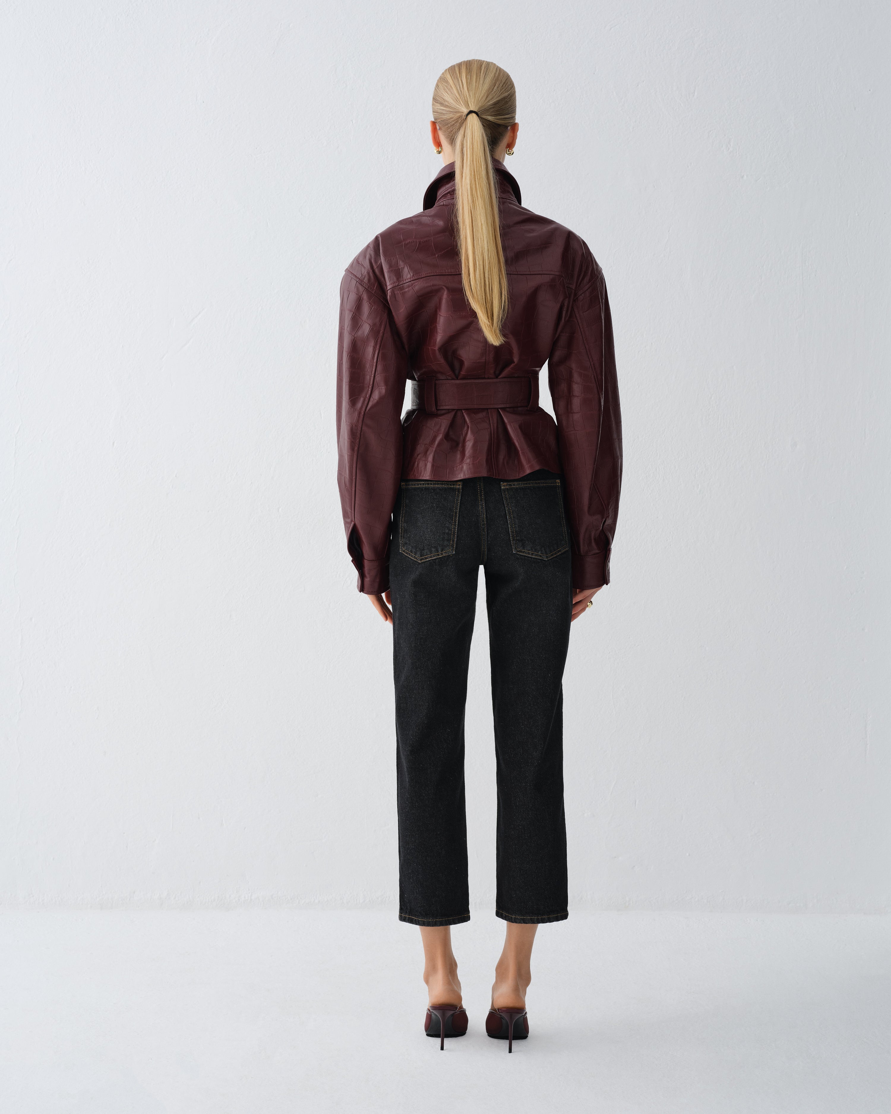 KURTKA SKÓRZANA HAMBURG CROCODILE BURGUNDY