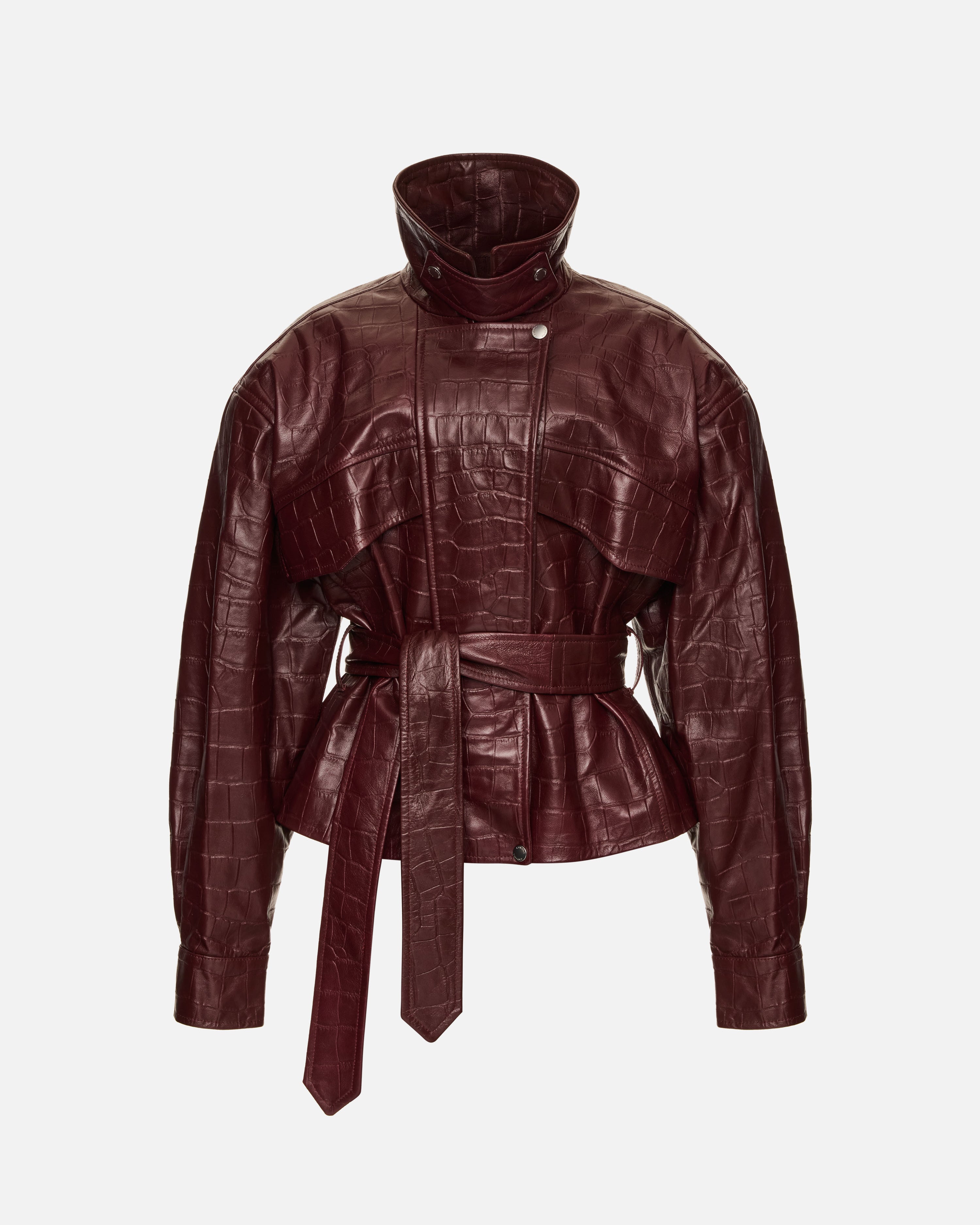 HAMBURG CROCODILE BURGUNDY LEATHER JACKET