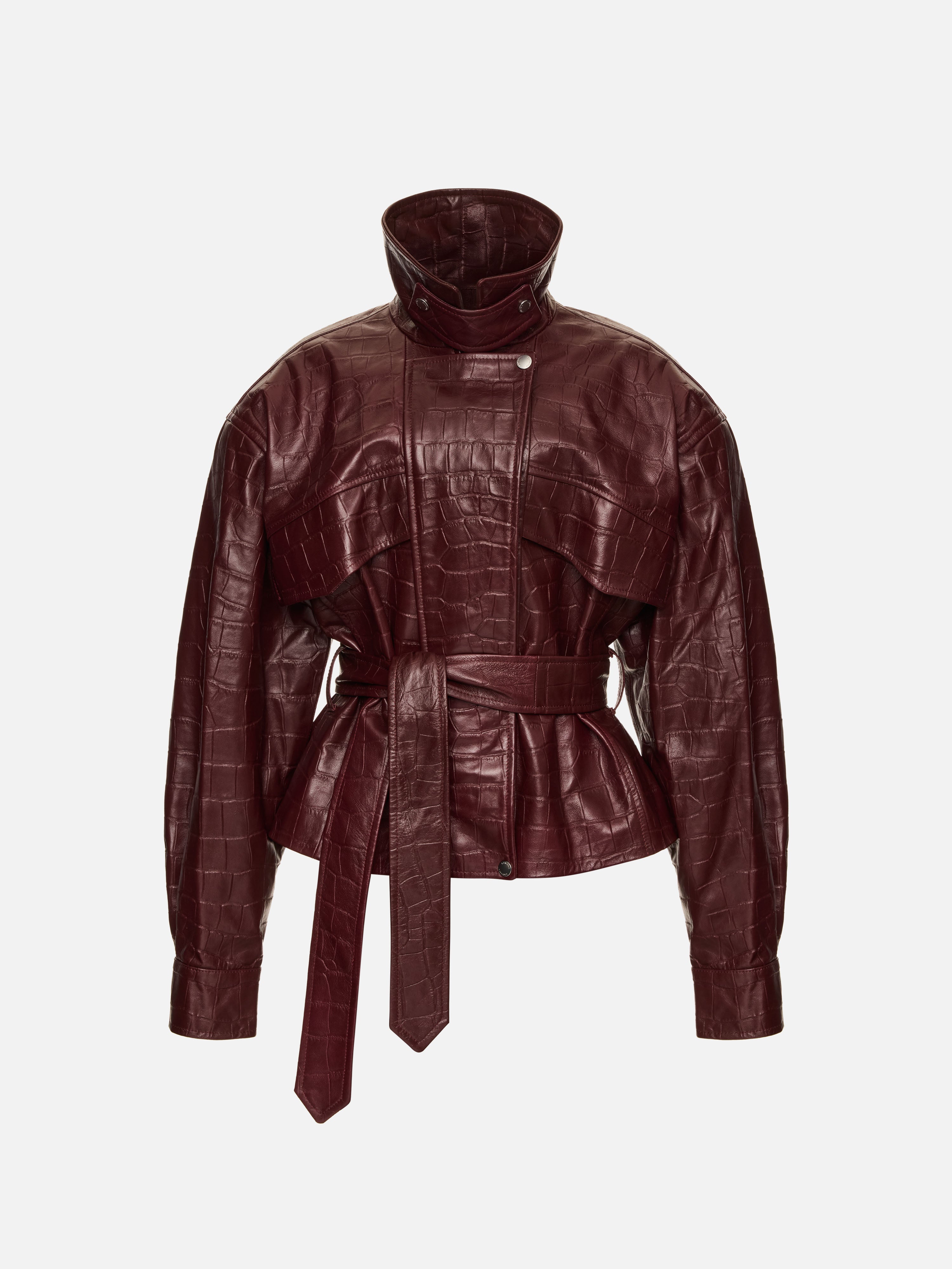 KURTKA SKÓRZANA HAMBURG CROCODILE BURGUNDY