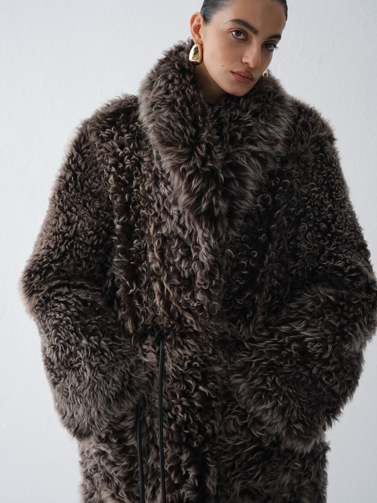 LILITH DARK CHOCOLATE SHEARLING COAT