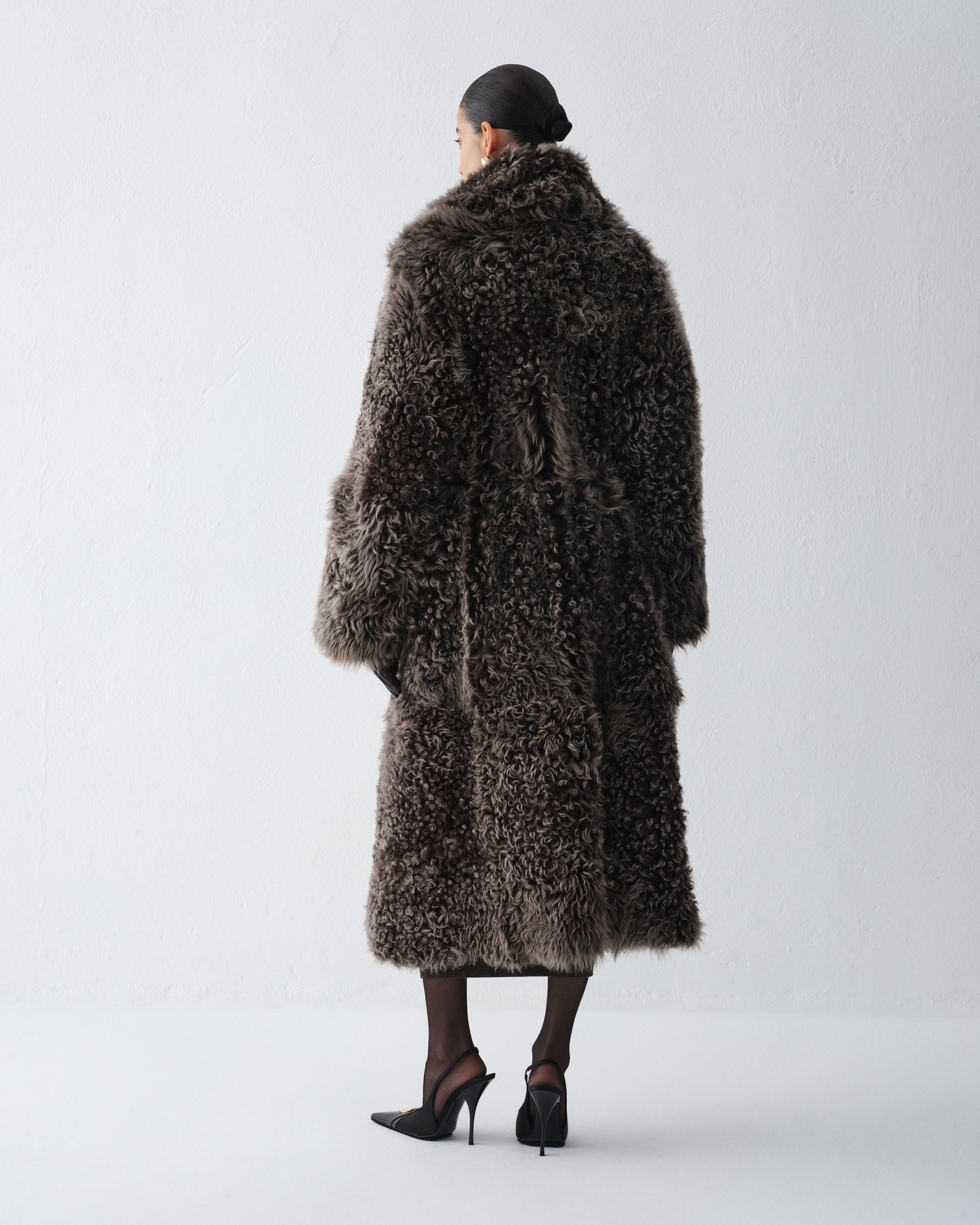 LILITH DARK CHOCOLATE SHEARLING COAT