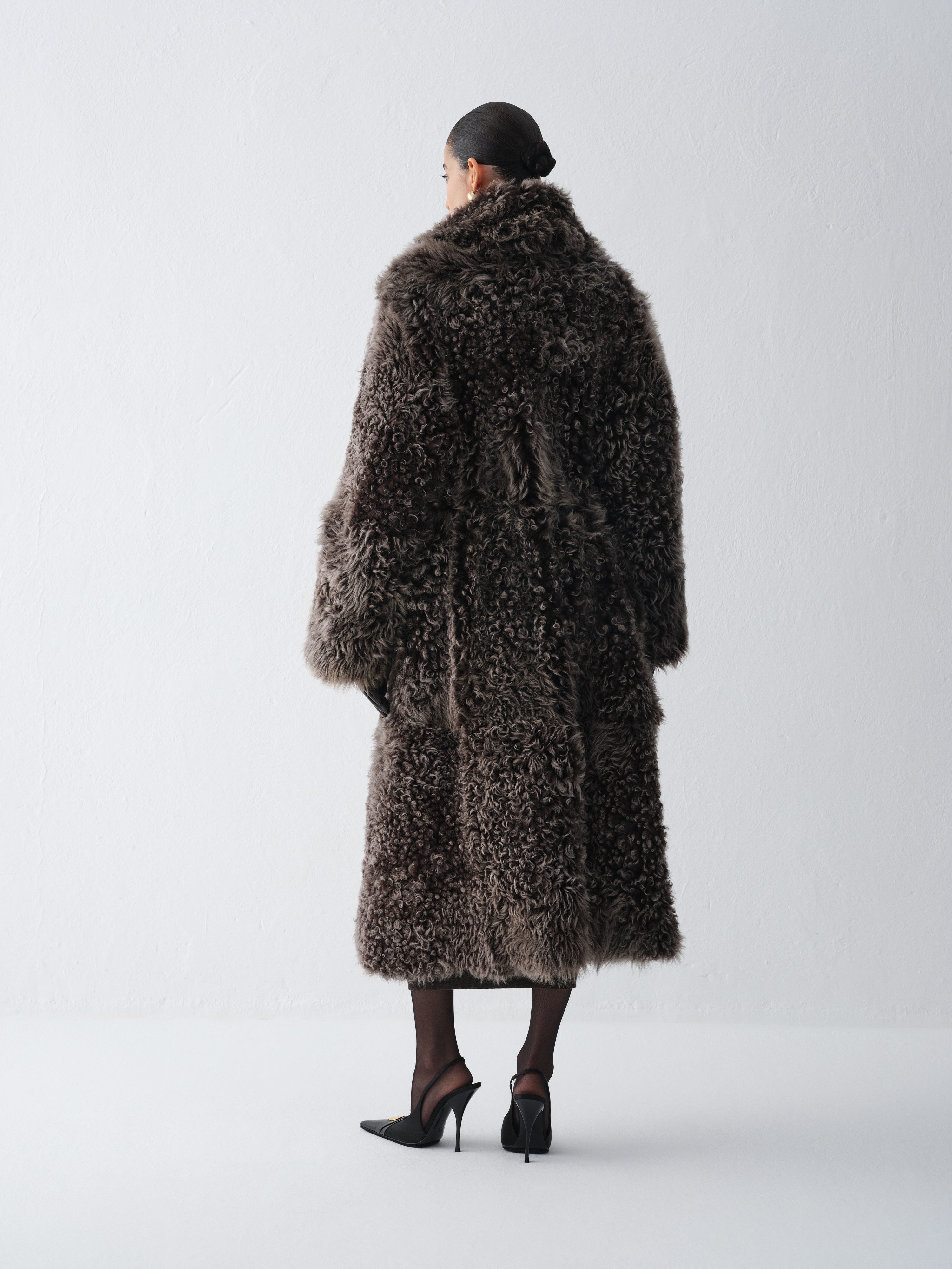 LILITH DARK CHOCOLATE SHEARLING COAT