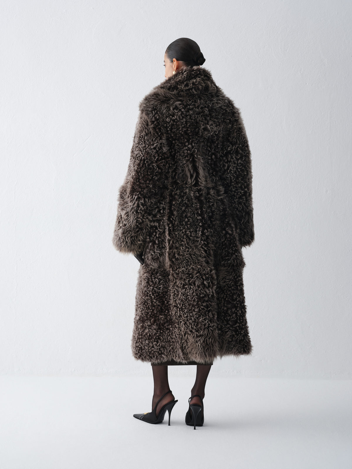 LILITH DARK CHOCOLATE SHEARLING COAT