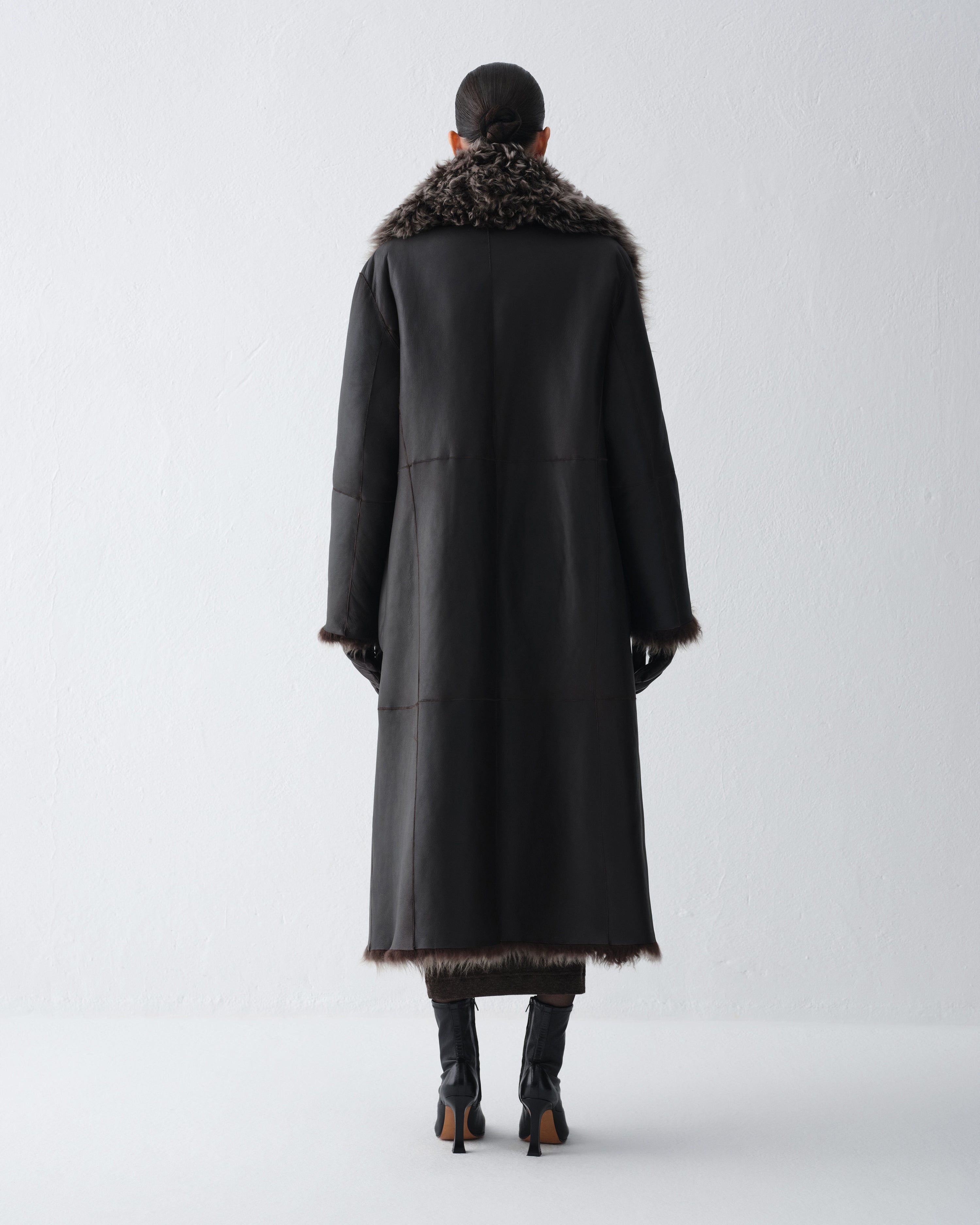 LILITH DARK CHOCOLATE SHEARLING COAT