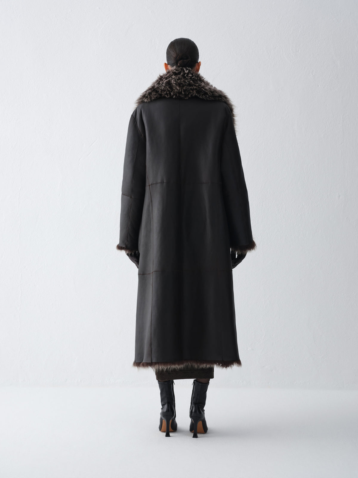 LILITH DARK CHOCOLATE SHEARLING COAT