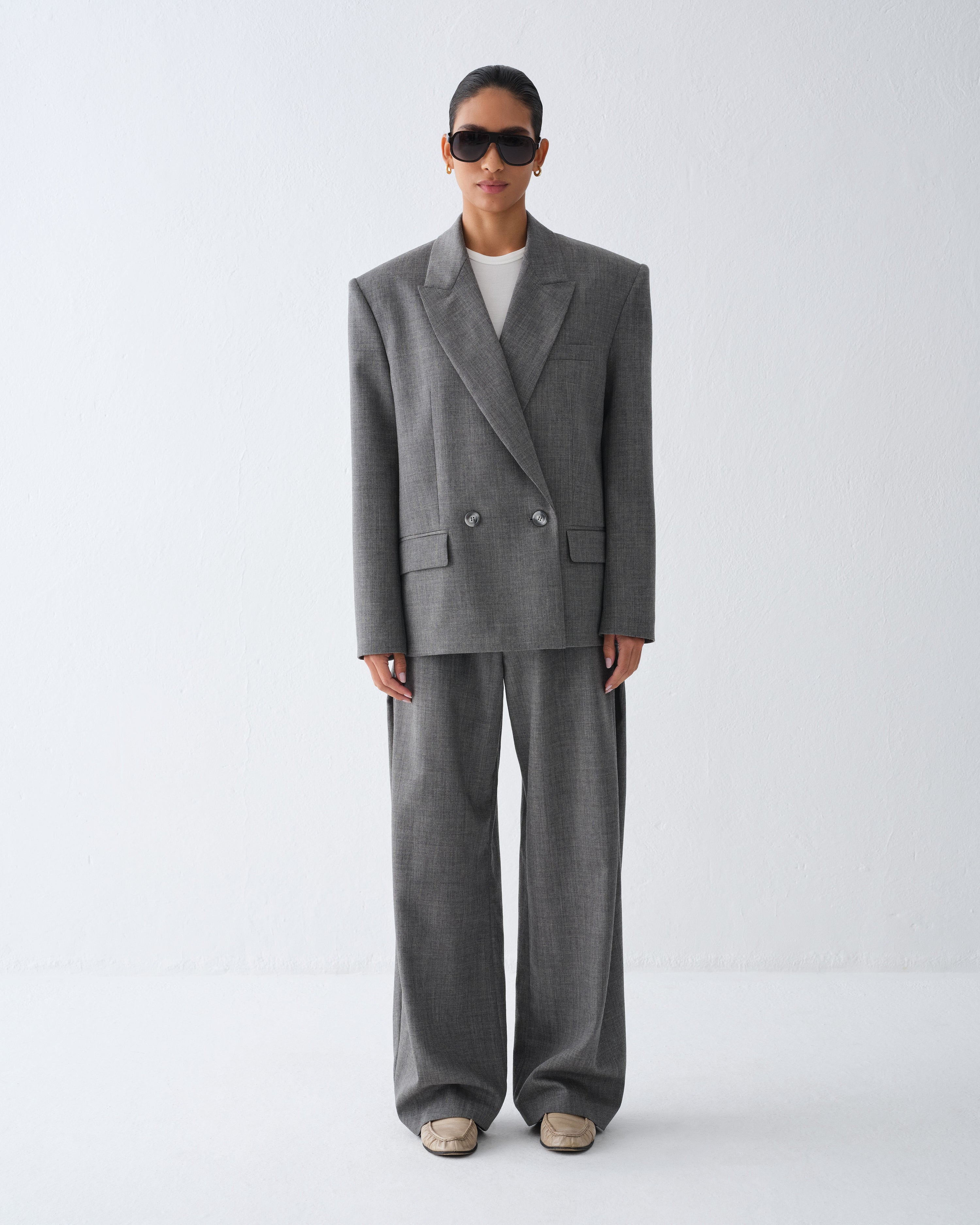 SPODNIE GARNITUROWE WELLS GREY MELANGE
