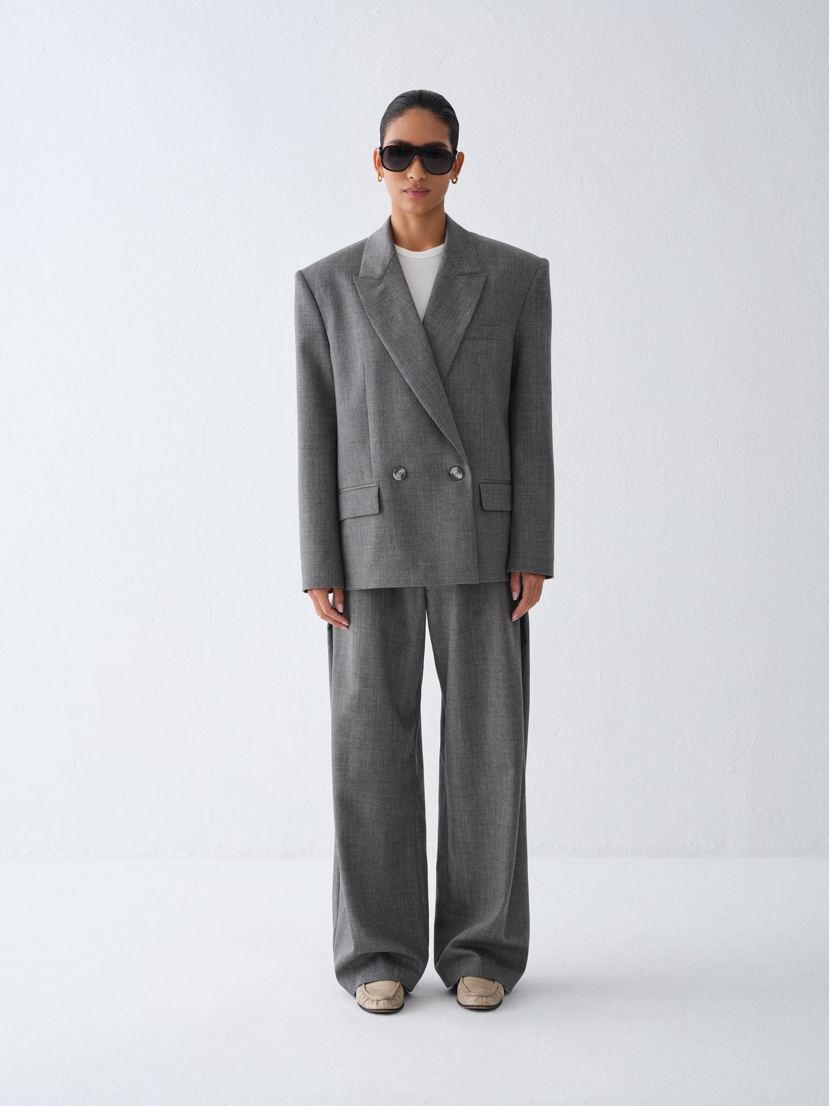 SPODNIE GARNITUROWE WELLS GREY MELANGE