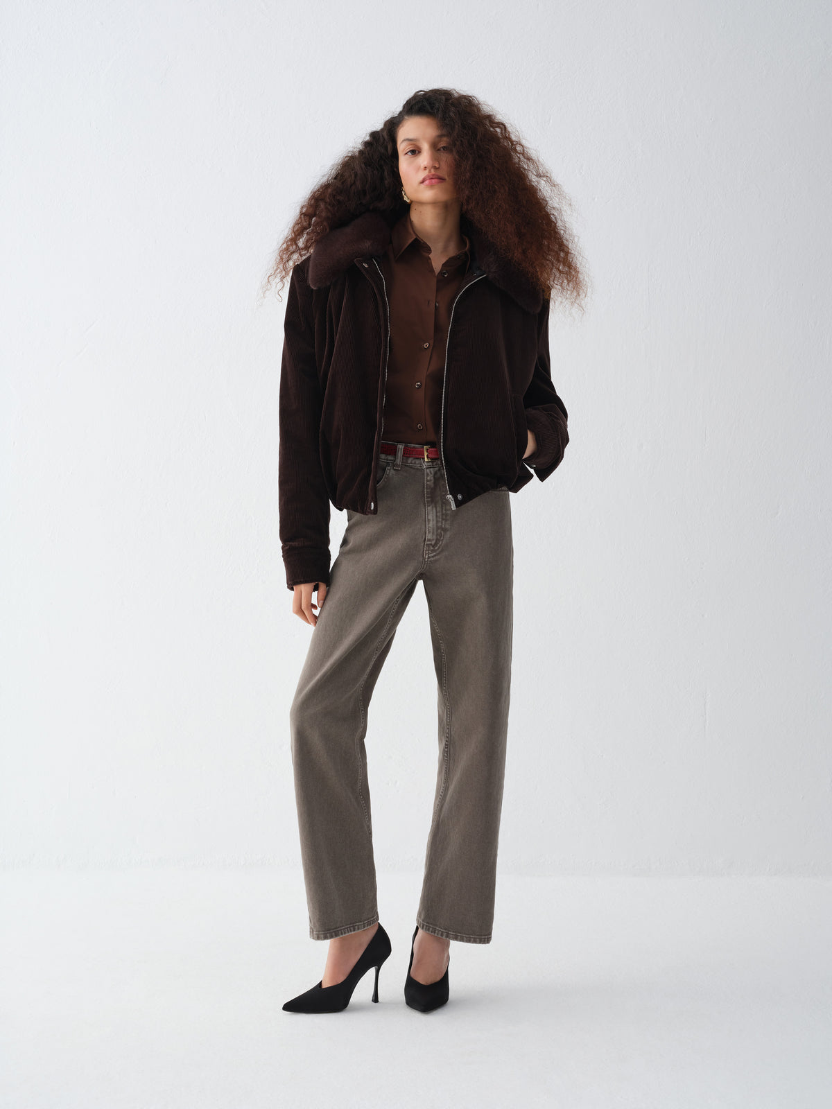 DARK CHOCOLATE CORDUROY PARKA JACKET