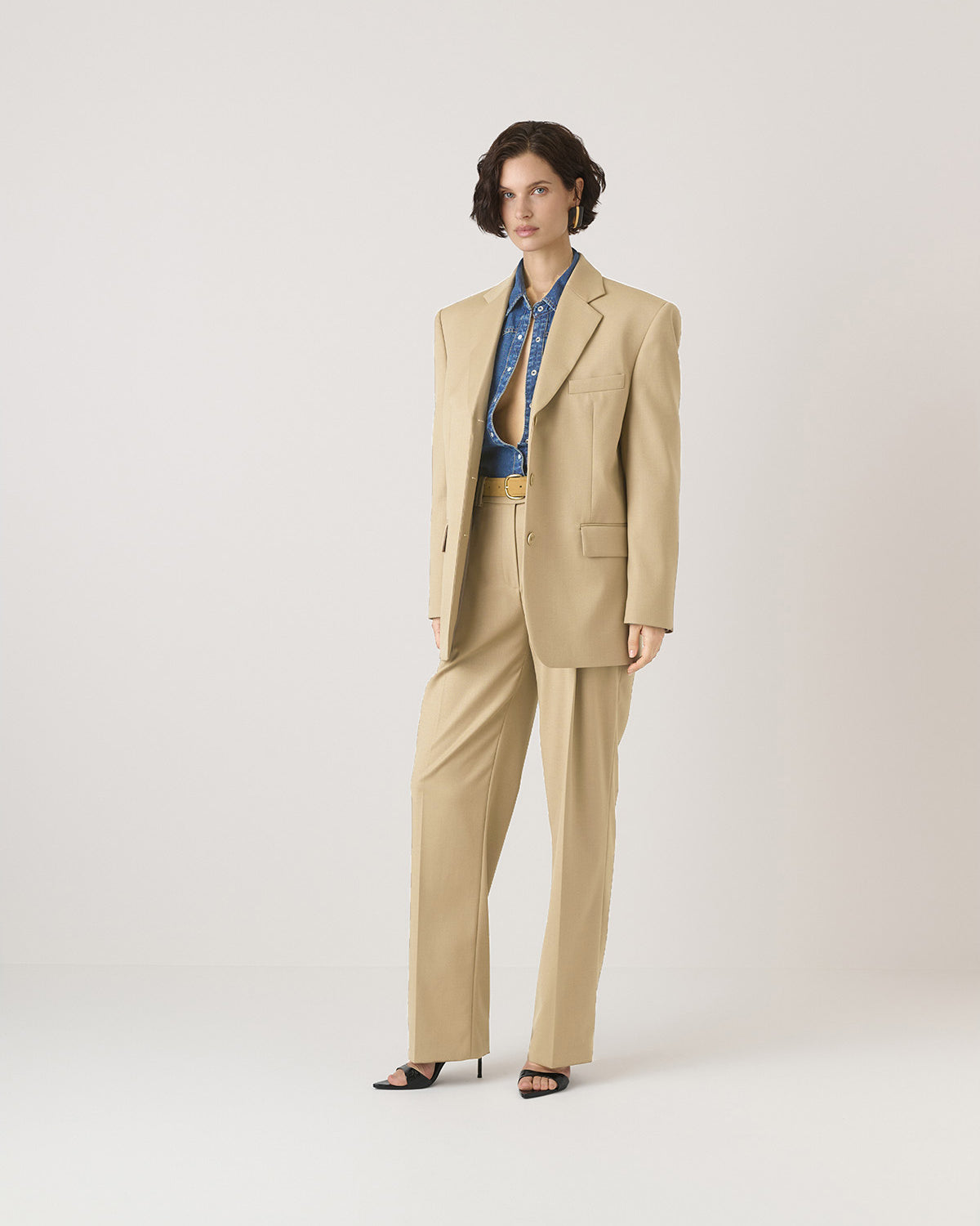 SPODNIE GARNITUROWE WOODY BEIGE
