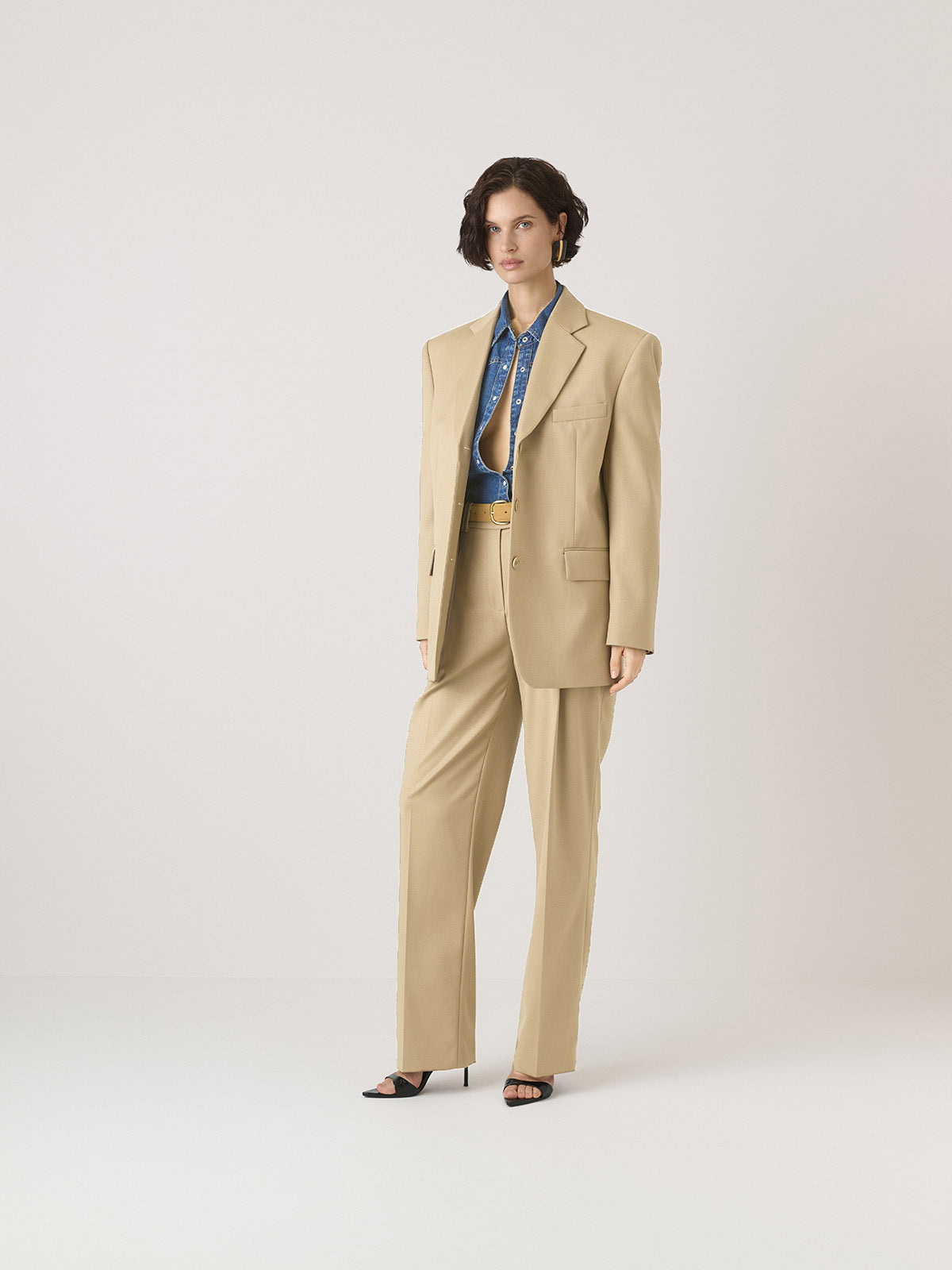 SPODNIE GARNITUROWE WOODY BEIGE
