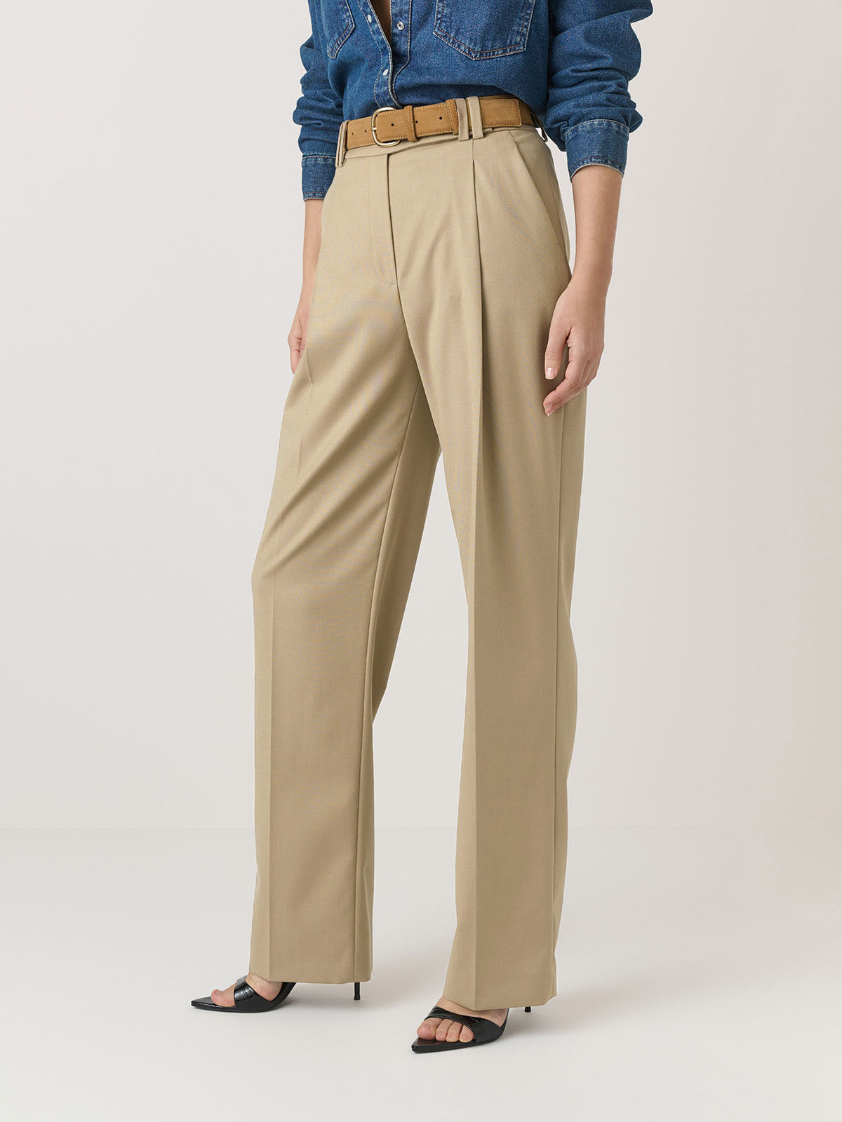 SPODNIE GARNITUROWE WOODY BEIGE