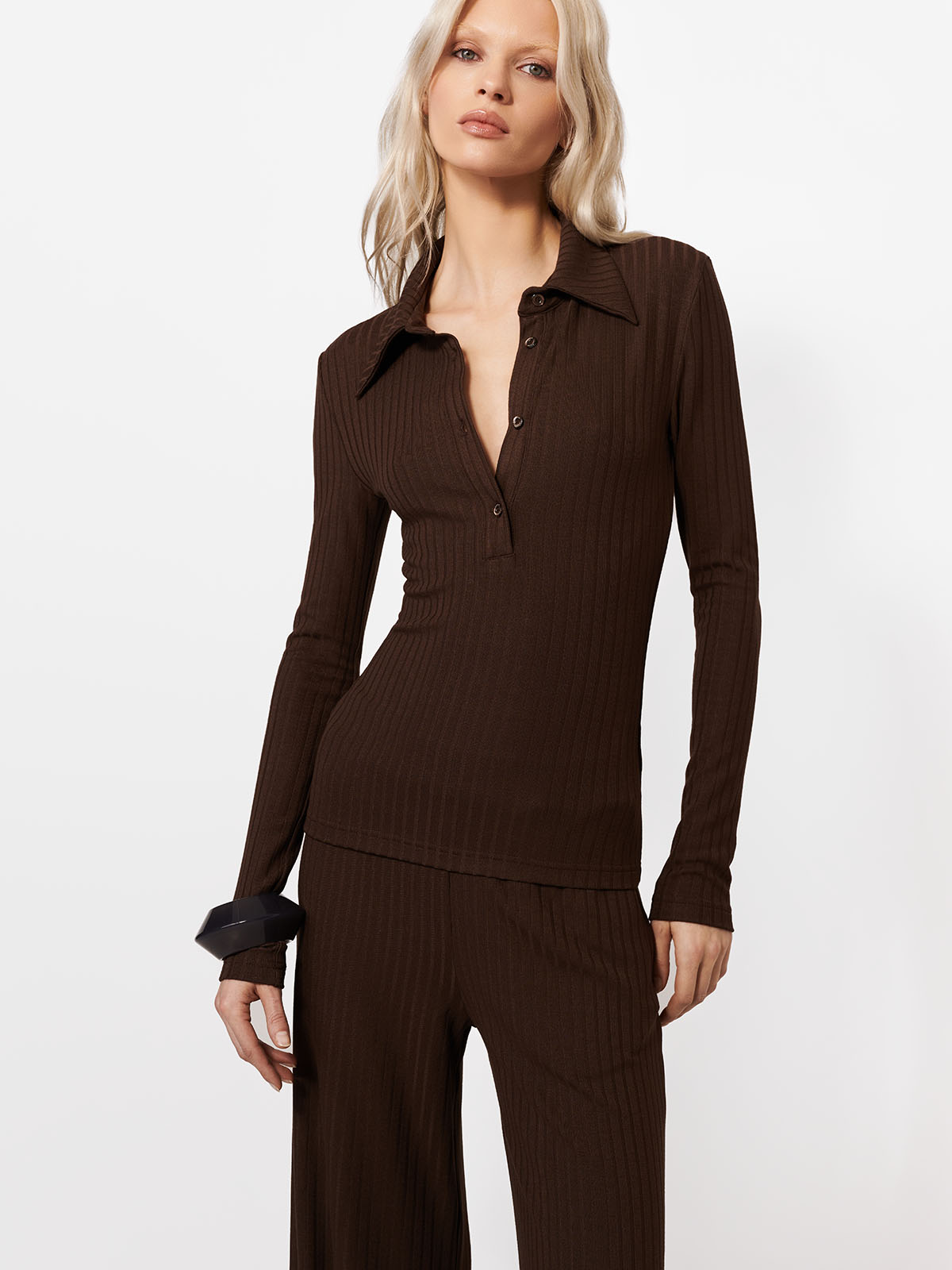 BLUZKA POLO LESLEE DARK CHOCOLATE