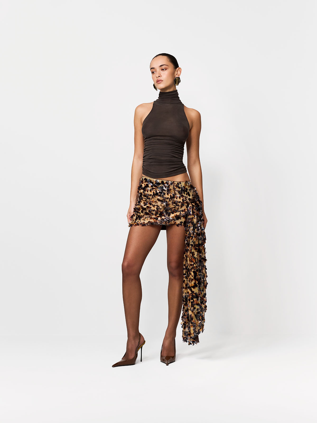 SPÓDNICZKA MINI MAGNOLIA BLACK-AMBER