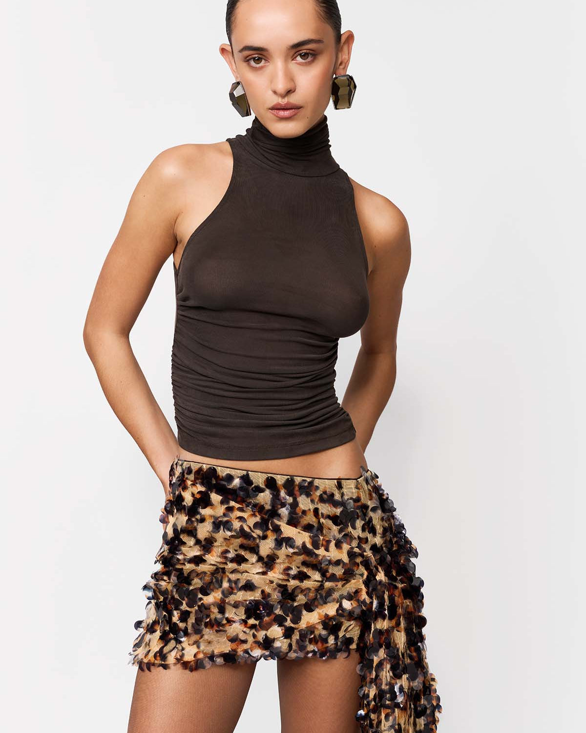 SPÓDNICZKA MINI MAGNOLIA BLACK-AMBER