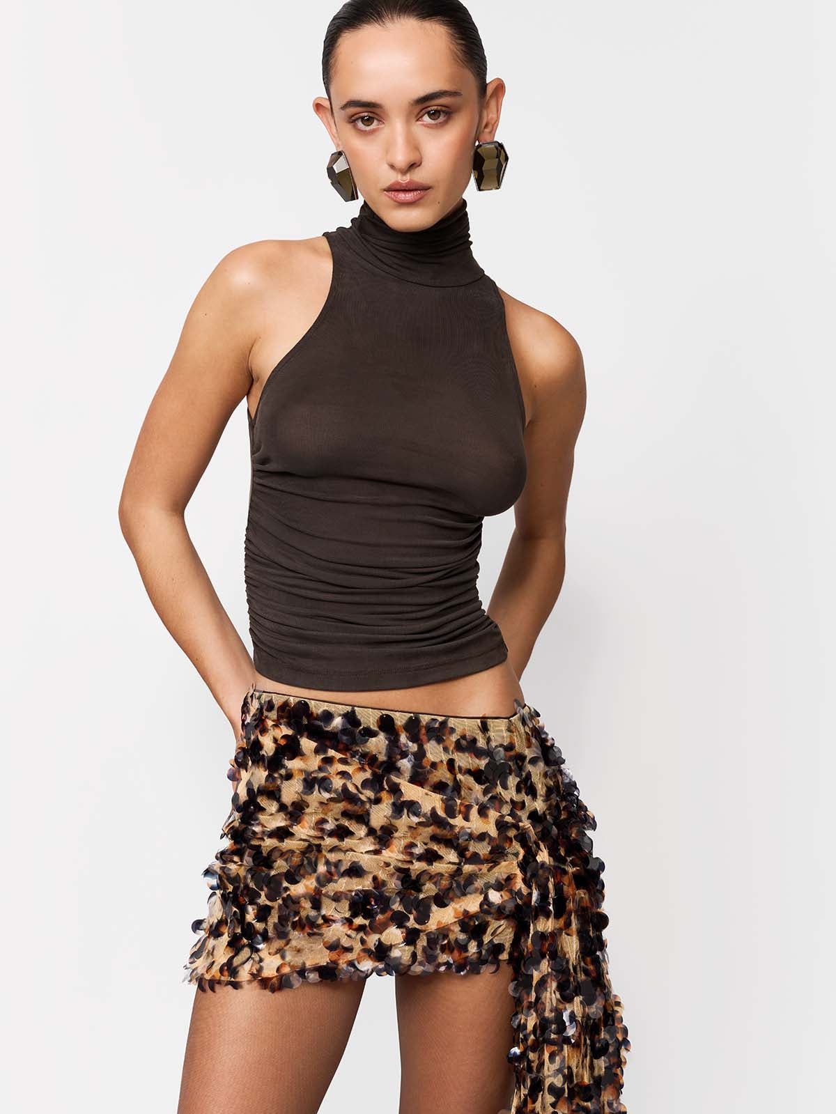SPÓDNICZKA MINI MAGNOLIA BLACK-AMBER