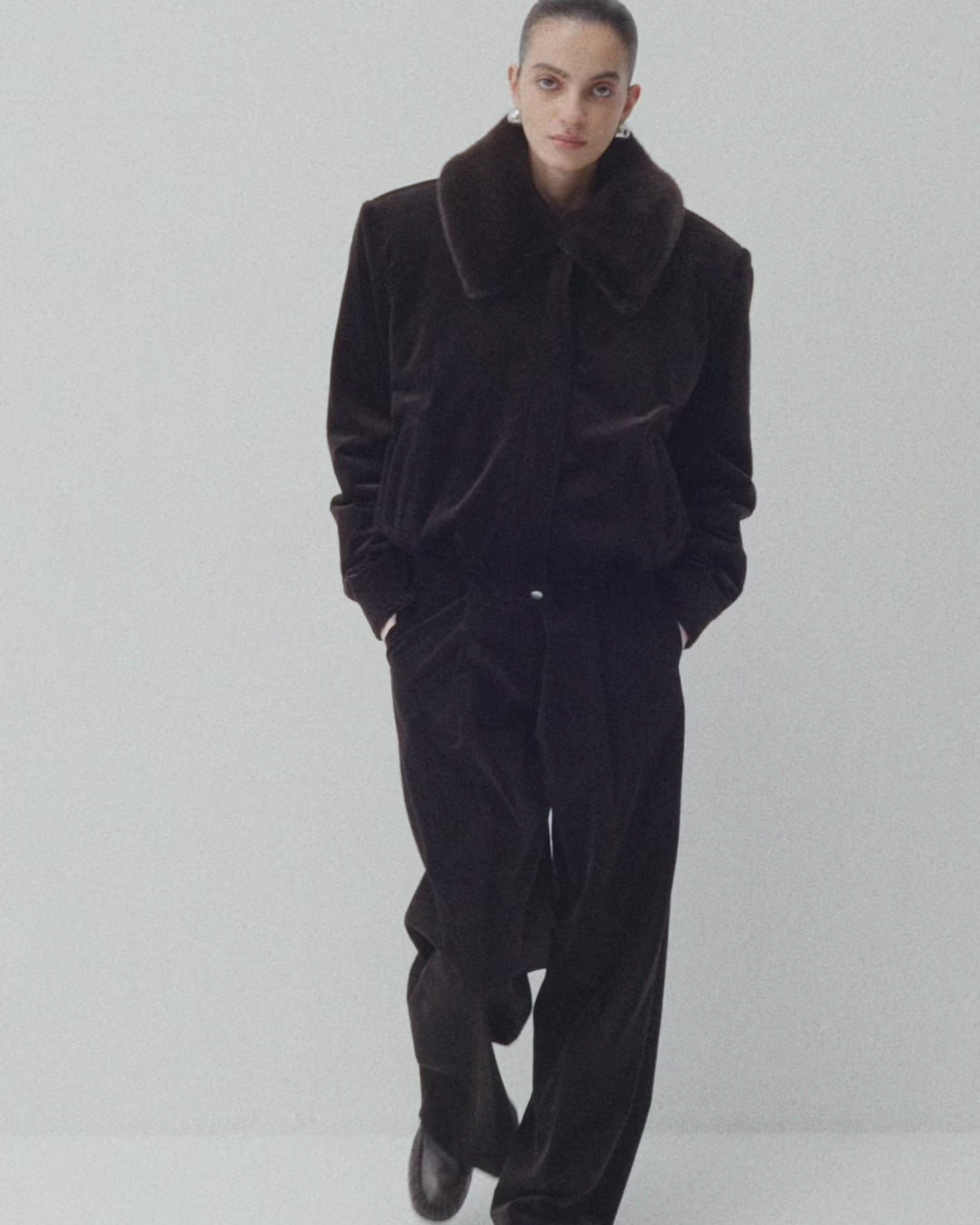 DARK CHOCOLATE CORDUROY PARKA JACKET