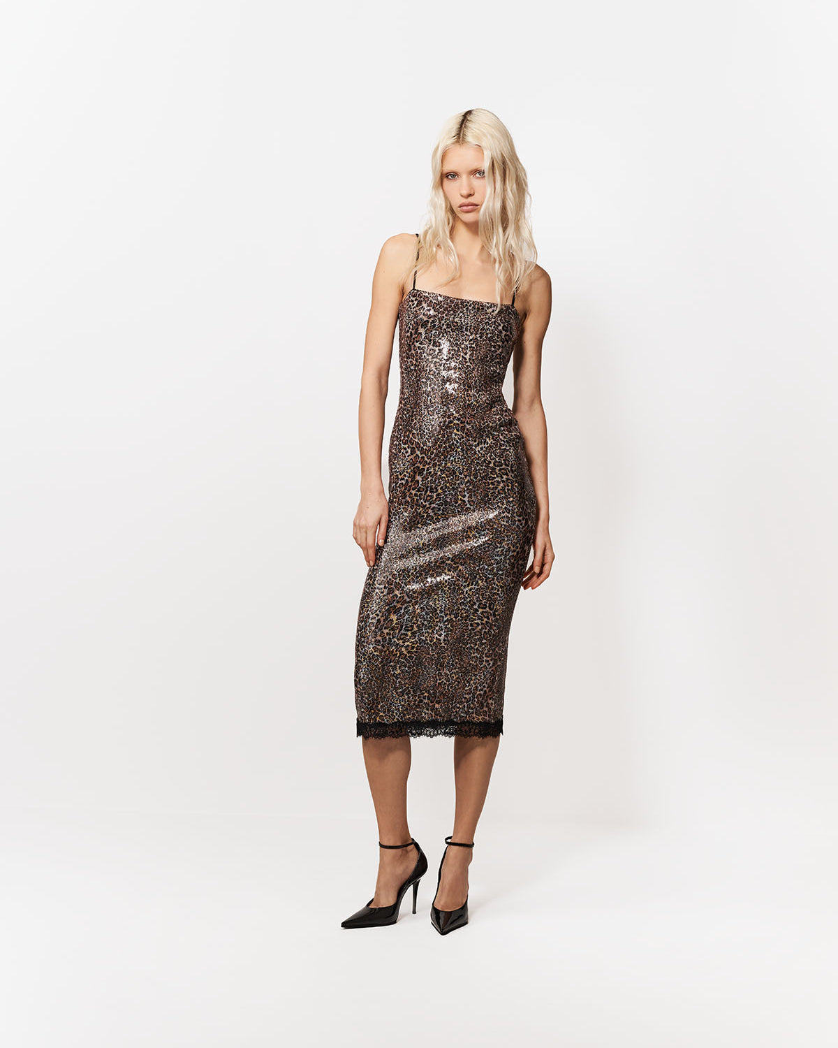 SUKIENKA MIDI RIVO BLACK-BROWN