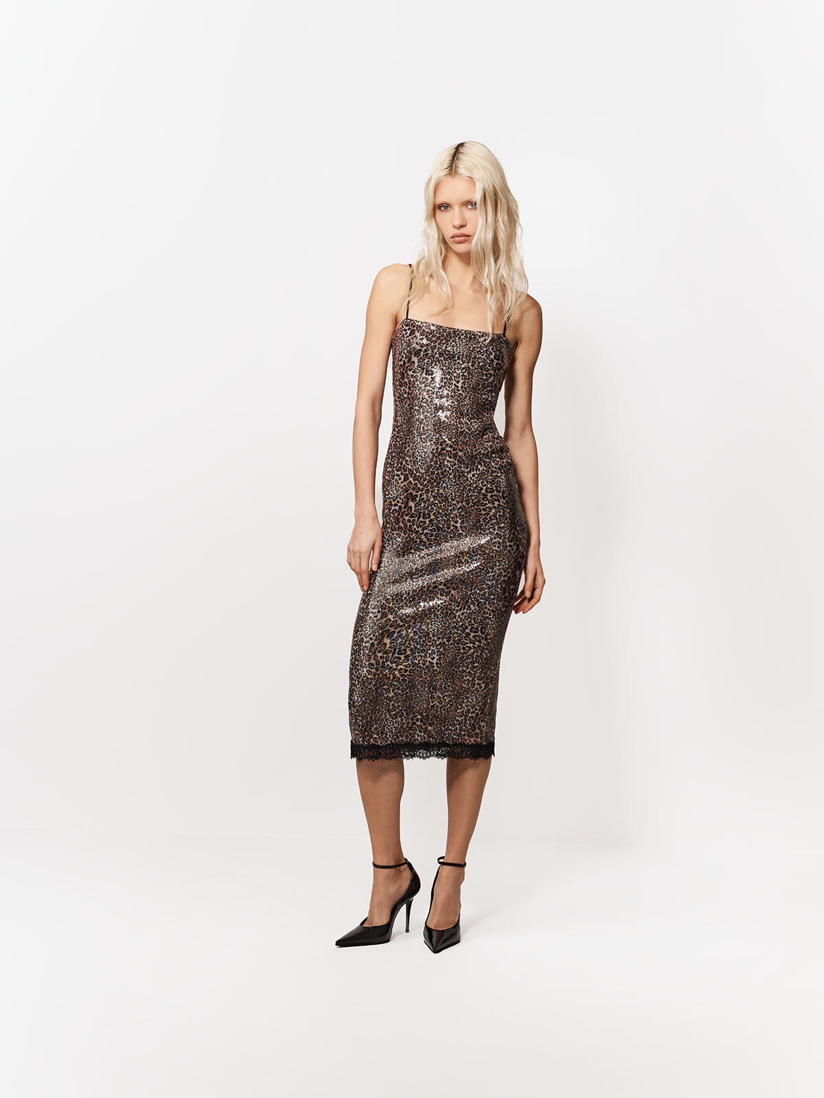 SUKIENKA MIDI RIVO BLACK-BROWN