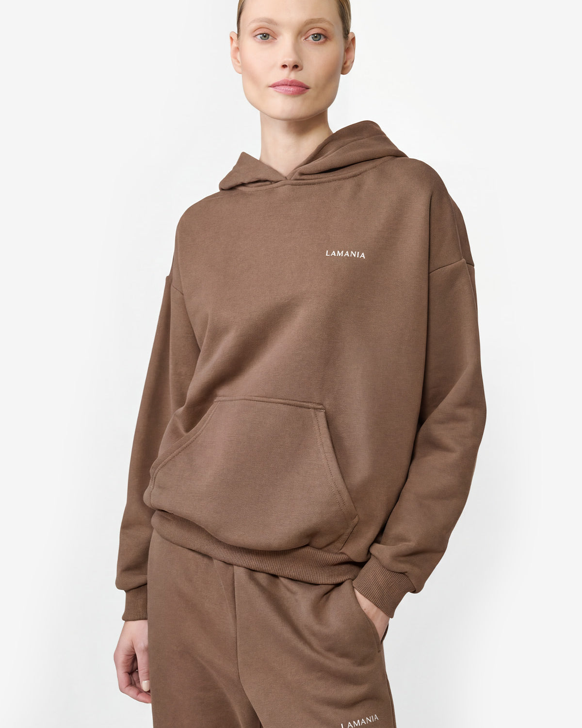 BLUZA Z KAPTUREM TRACK CARAMEL