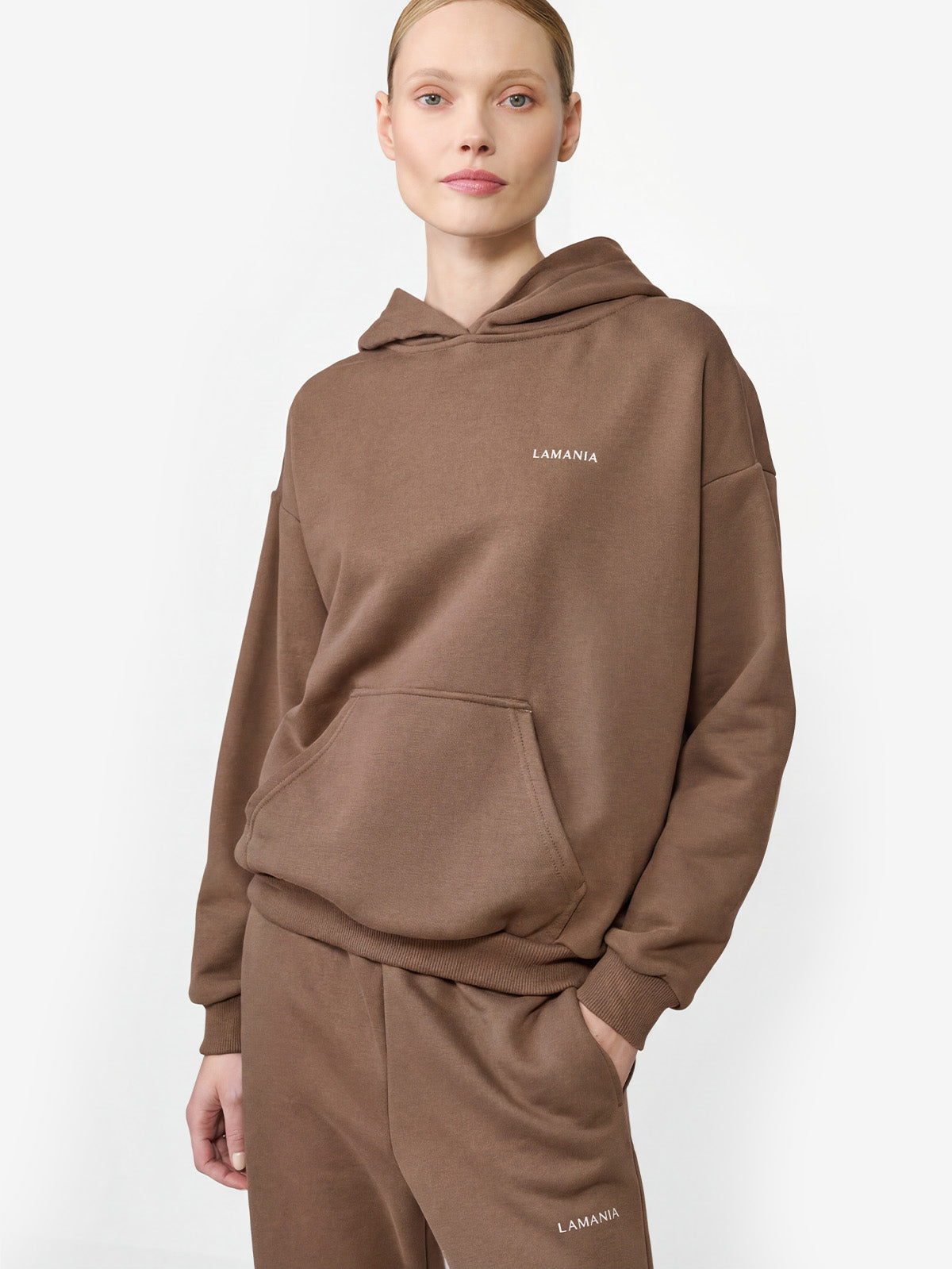 BLUZA Z KAPTUREM TRACK CARAMEL